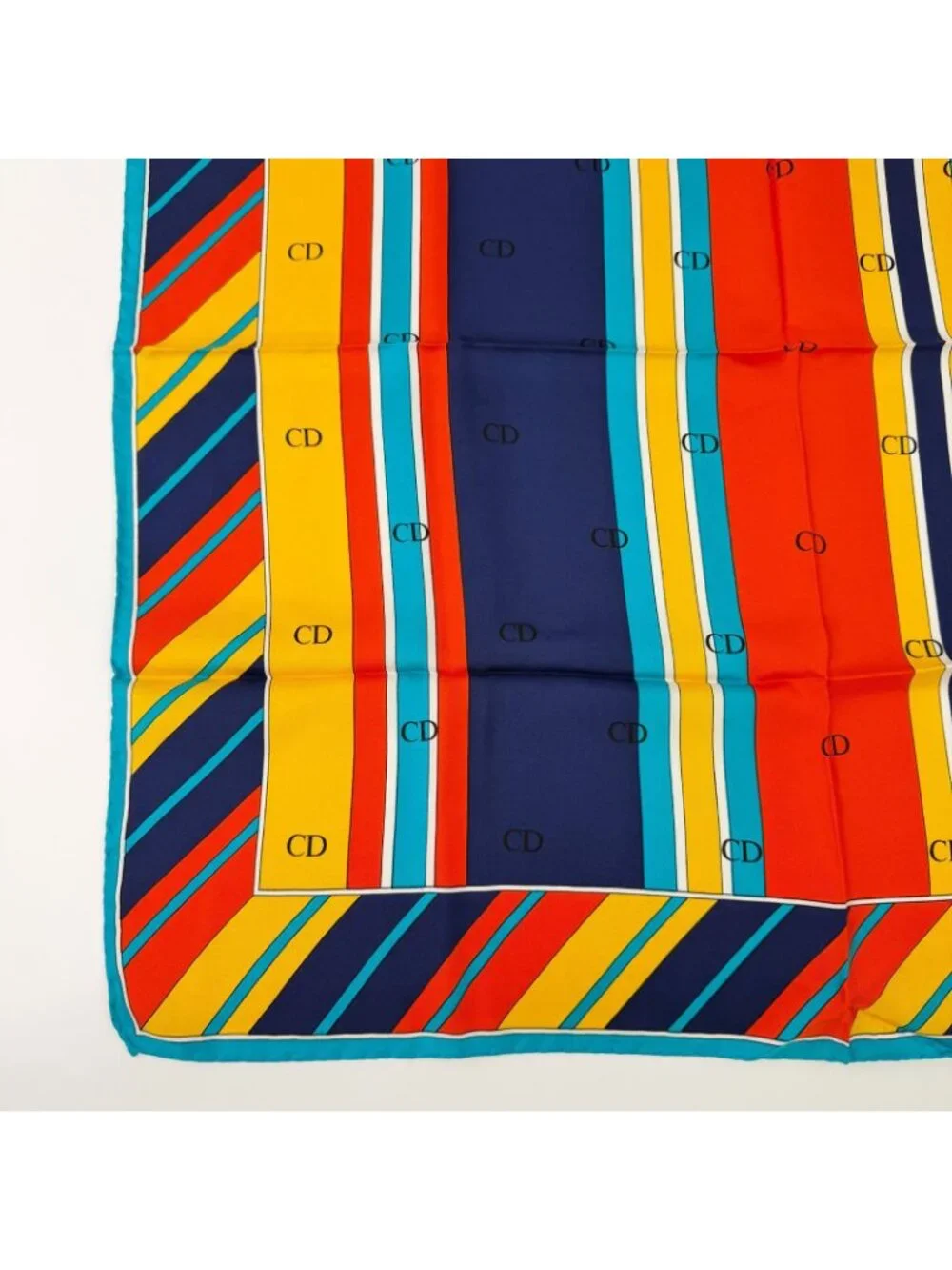 Dior CD Logo Striped Silk Scarf Multicolor Vintage